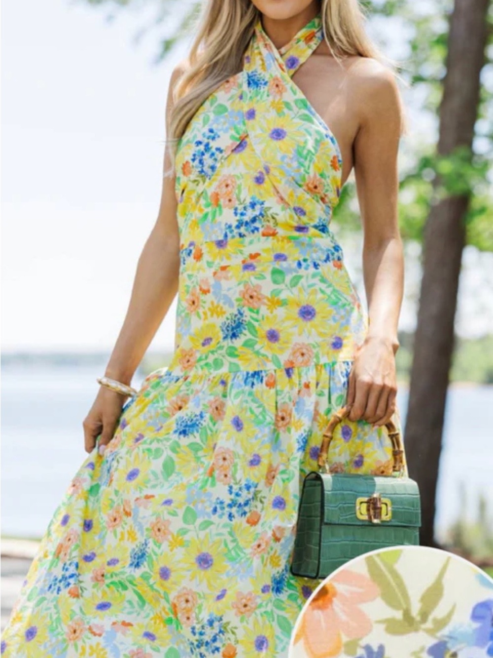 One-Shoulder Floral Maxi Dress in Yellow